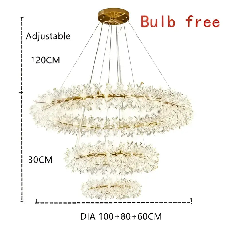 Luxury gold crystal flower chandelier living room led light