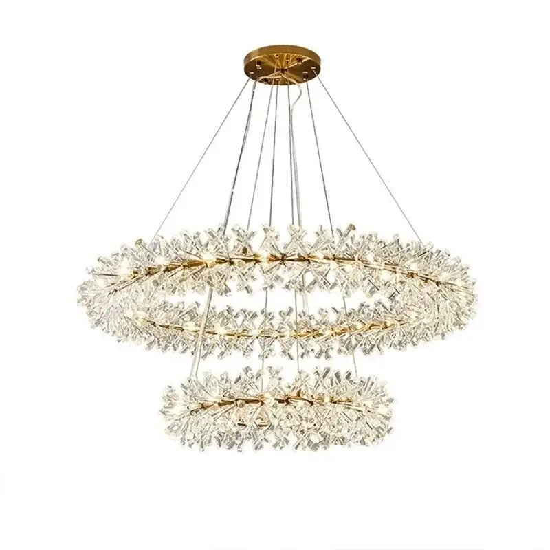 Luxury gold crystal flower chandelier living room led light