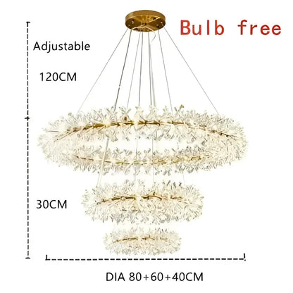 Luxury gold crystal flower chandelier living room led light