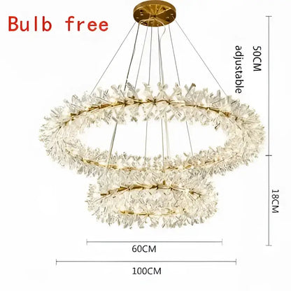 Luxury gold crystal flower chandelier living room led light