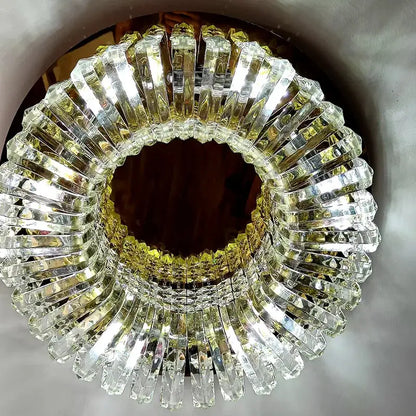 Luxury gold crystal glass round ceiling chandelier for living room