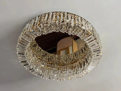Luxury gold crystal glass round ceiling chandelier for living room