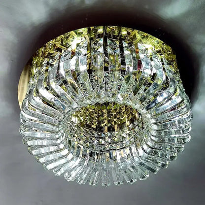Luxury gold crystal glass round ceiling chandelier for living room
