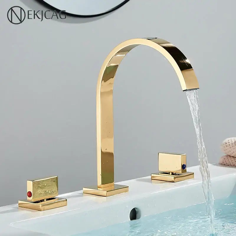 Luxury gold crystal handle basin faucet bathroom arched mixer