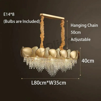 Luxury gold crystal led ceiling chandelier for living room