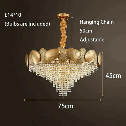 Luxury gold crystal led ceiling chandelier for living room