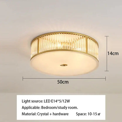 Luxury gold crystal led ceiling lamp for living room bedroom