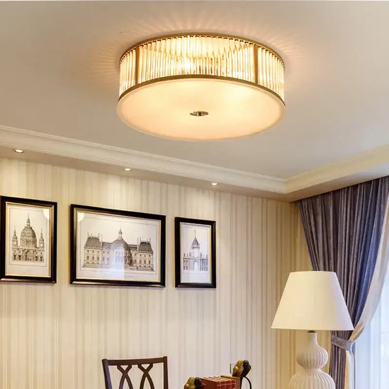 Luxury gold crystal led ceiling lamp for living room bedroom