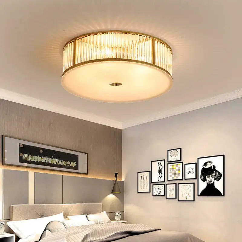 Luxury gold crystal led ceiling lamp for living room bedroom