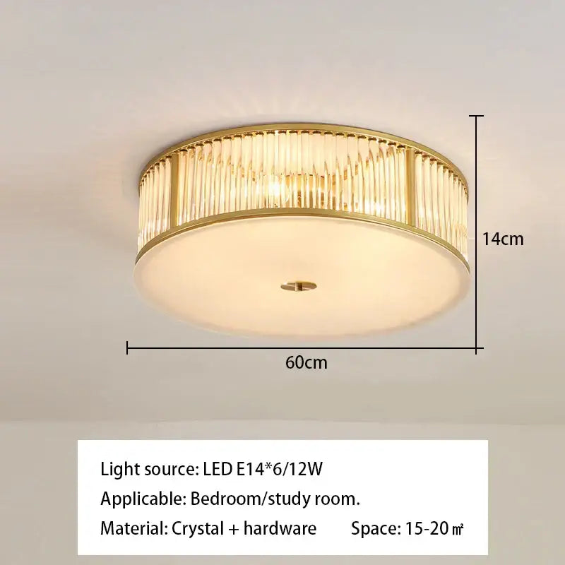 Luxury gold crystal led ceiling lamp for living room bedroom