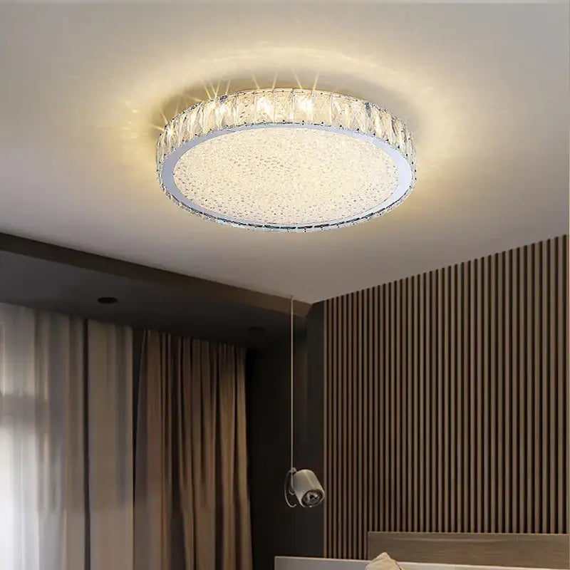 Luxury gold crystal led ceiling lamp living room warm lighting