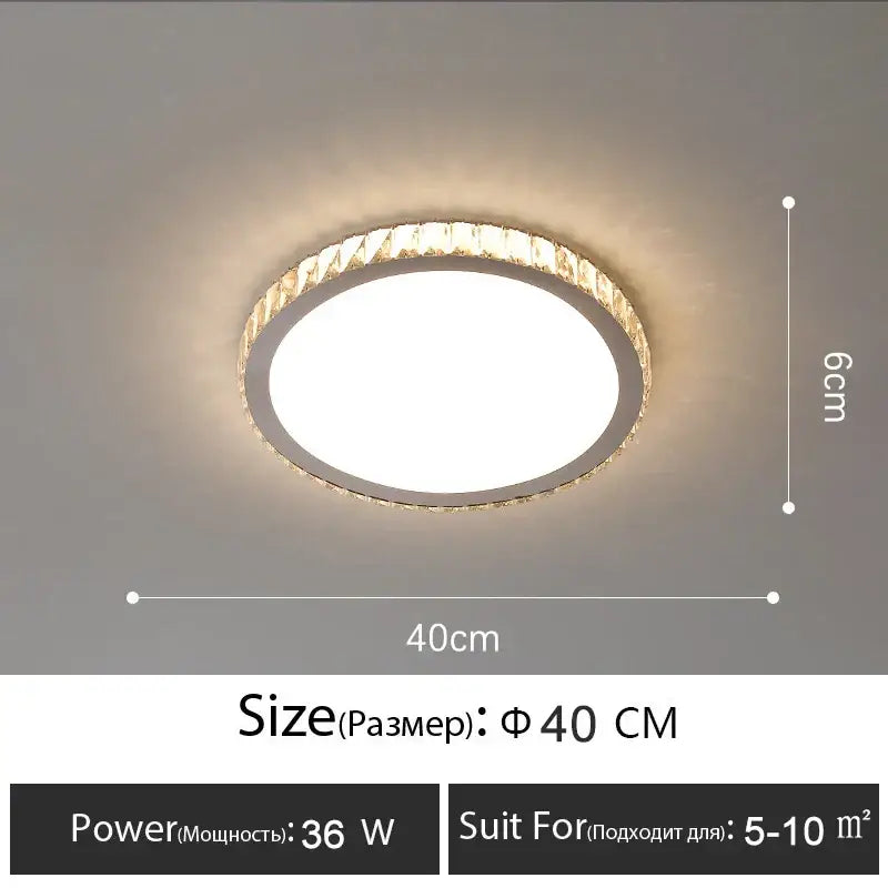 Luxury gold crystal led ceiling lamp living room warm lighting