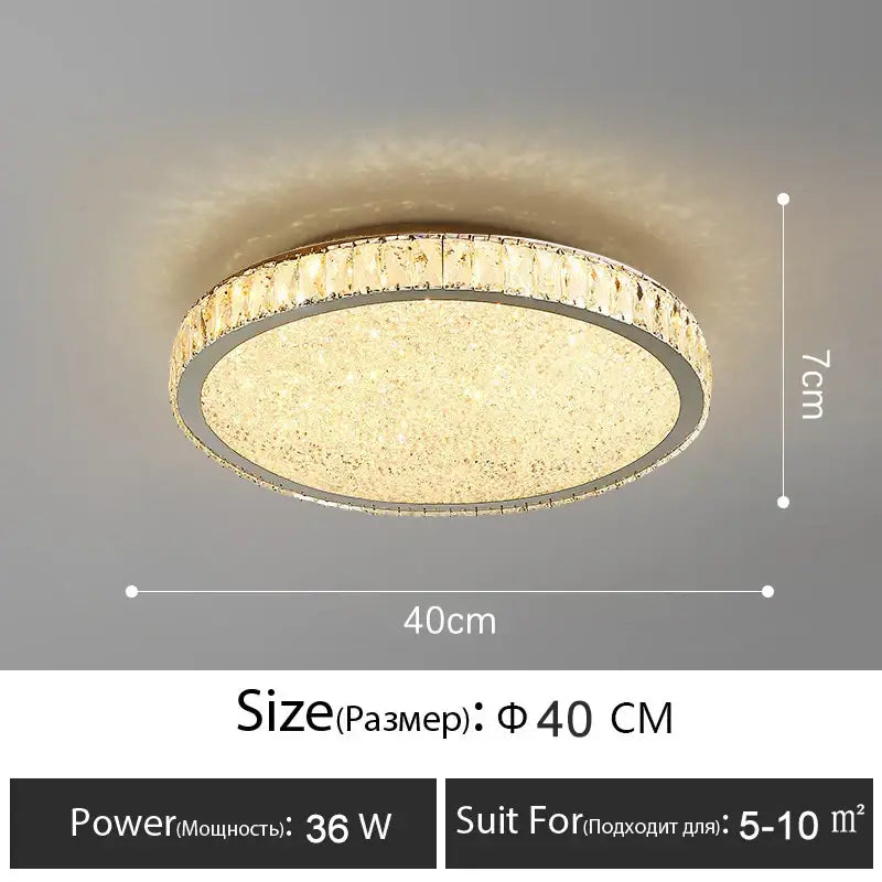 Luxury gold crystal led ceiling lamp living room warm lighting
