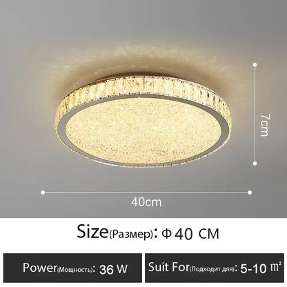Luxury gold crystal led ceiling lamp living room warm lighting