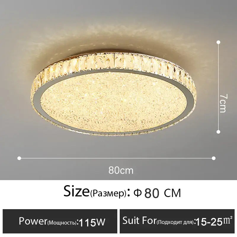 Luxury gold crystal led ceiling lamp living room warm lighting