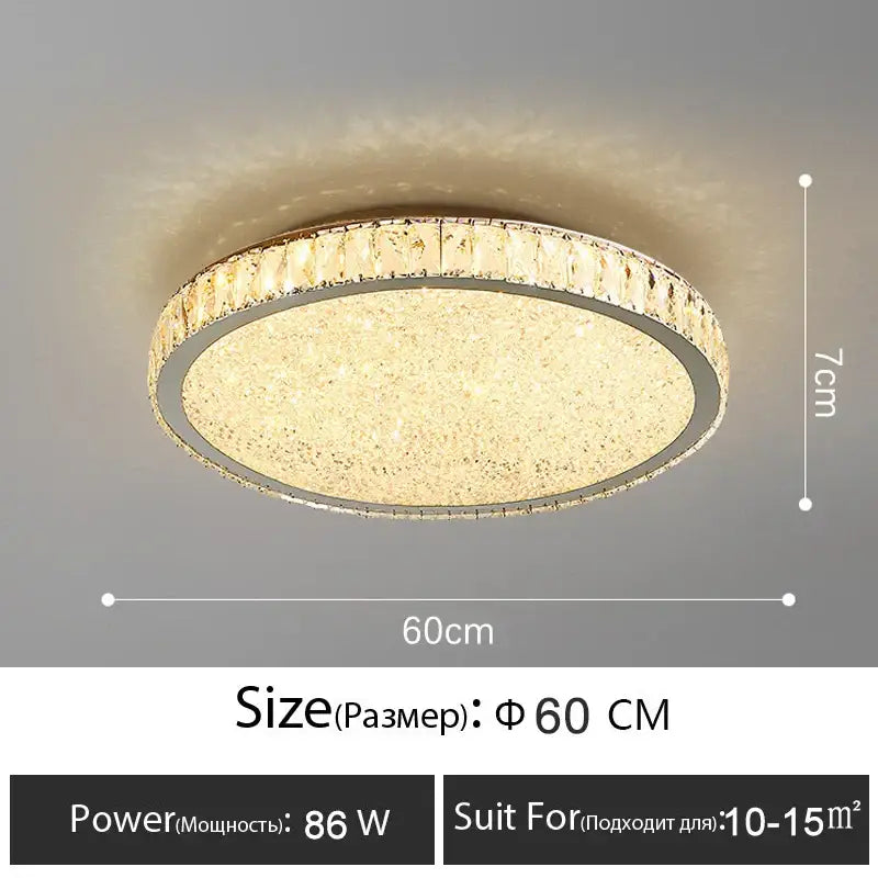 Luxury gold crystal led ceiling lamp living room warm lighting