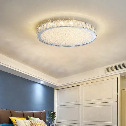 Luxury gold crystal led ceiling lamp living room warm lighting
