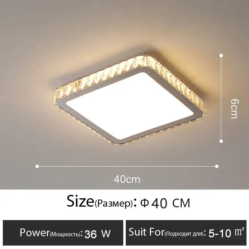 Luxury gold crystal led ceiling lamp living room warm lighting
