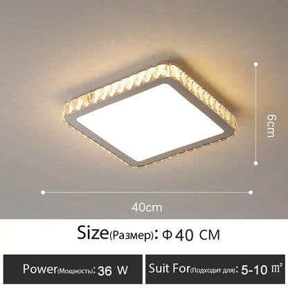 Luxury gold crystal led ceiling lamp living room warm lighting