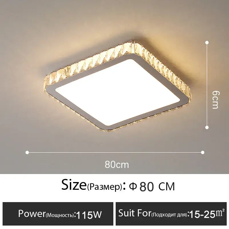 Luxury gold crystal led ceiling lamp living room warm lighting