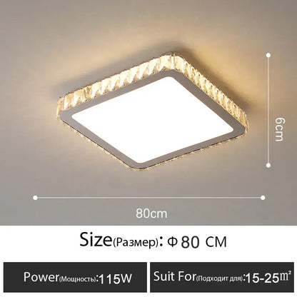 Luxury gold crystal led ceiling lamp living room warm lighting