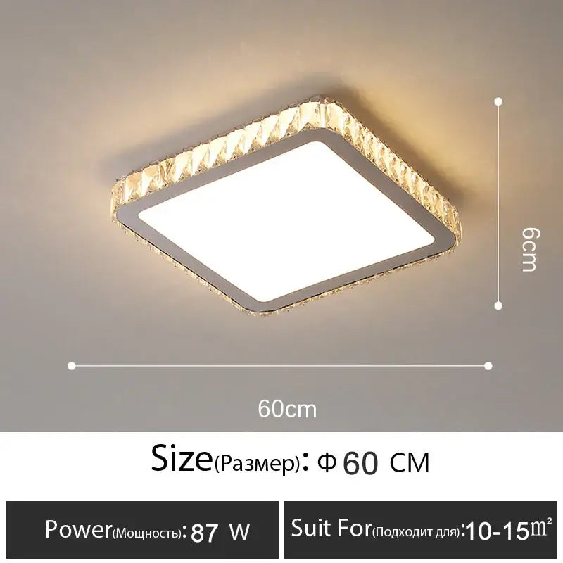 Luxury gold crystal led ceiling lamp living room warm lighting