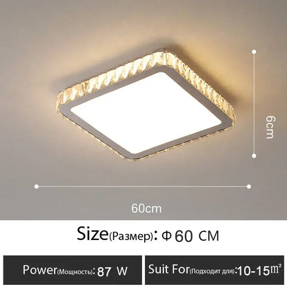 Luxury gold crystal led ceiling lamp living room warm lighting