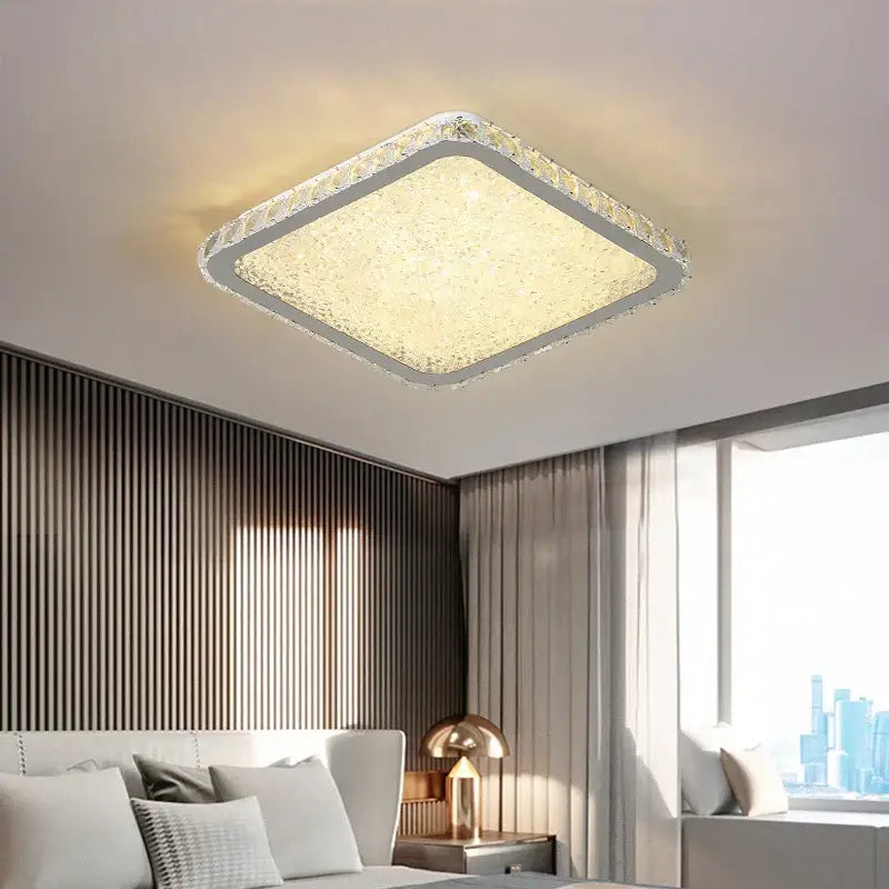 Luxury gold crystal led ceiling lamp living room warm lighting
