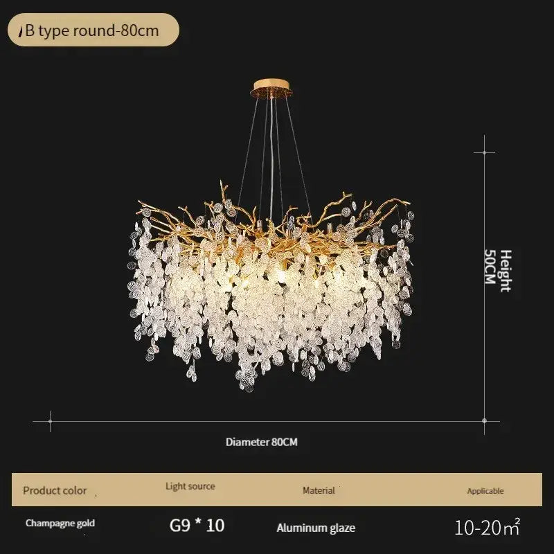 Luxury gold crystal led chandelier dining room pendant light