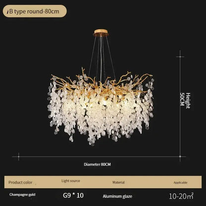 Luxury gold crystal led chandelier dining room pendant light