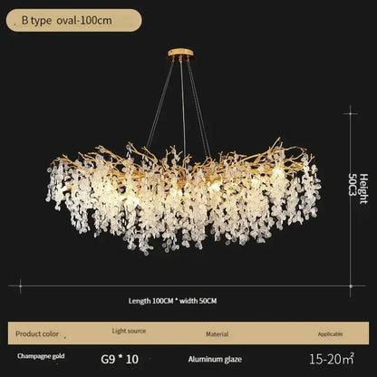 Luxury gold crystal led chandelier dining room pendant light
