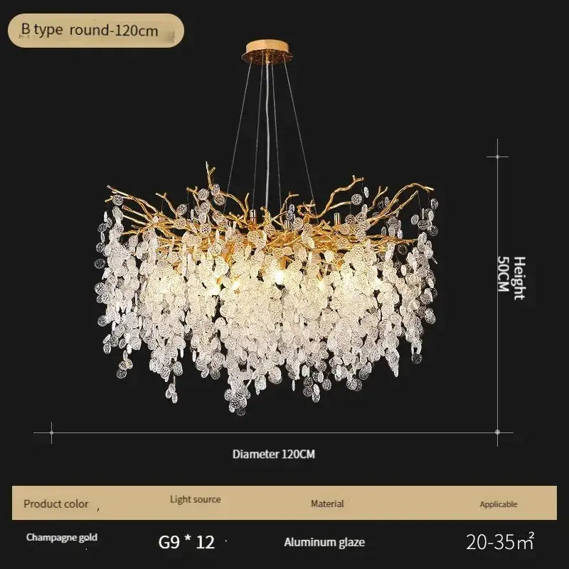 Luxury gold crystal led chandelier dining room pendant light