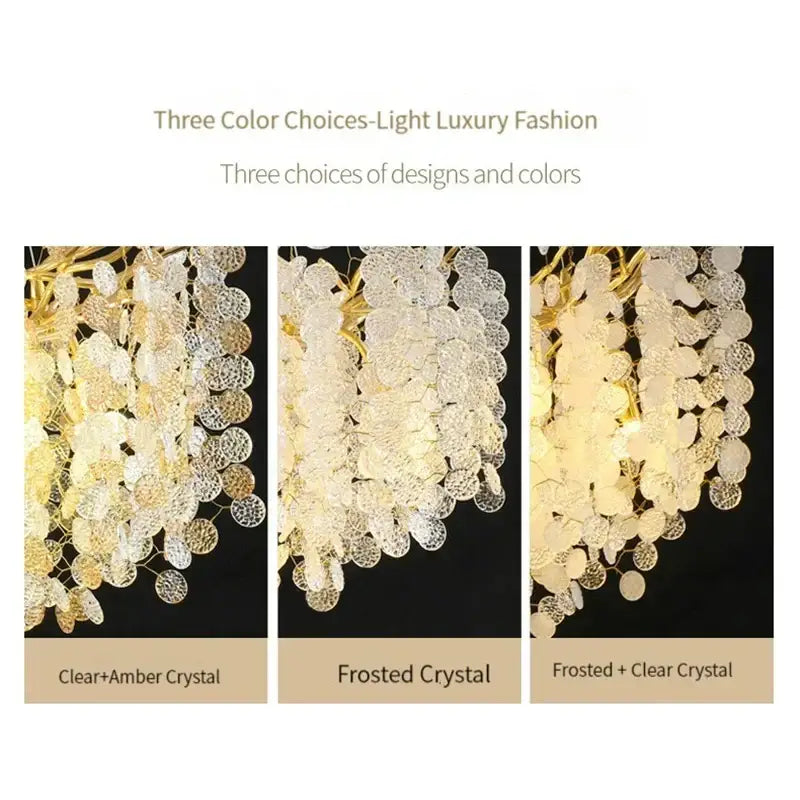 Luxury gold crystal led chandelier dining room pendant light