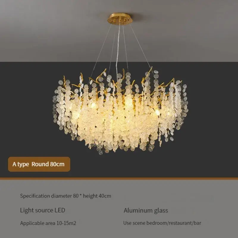Luxury gold crystal led chandelier dining room pendant light