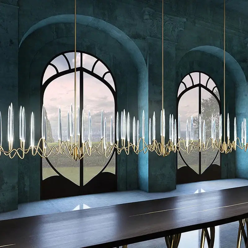 Luxury gold crystal led chandelier villa living room tree design
