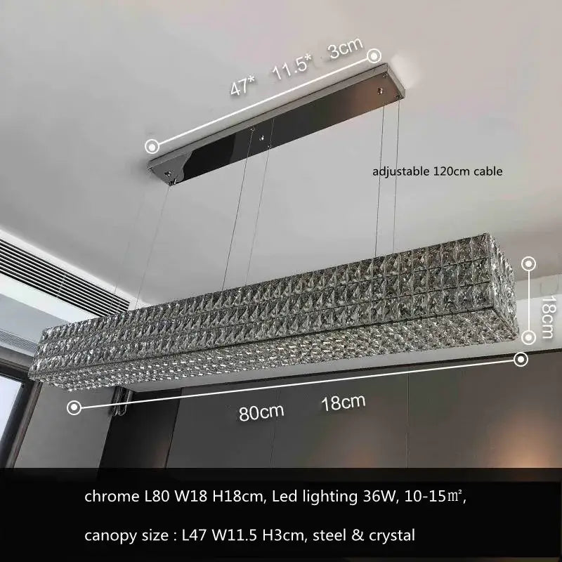 Luxury gold crystal led pendant light for dining room