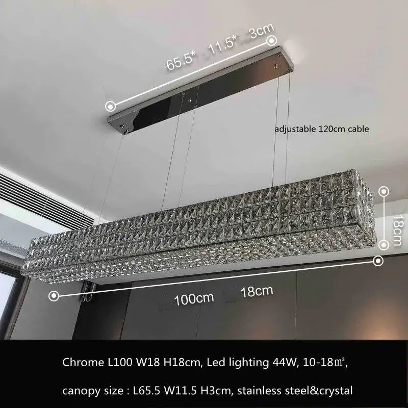 Luxury gold crystal led pendant light for dining room