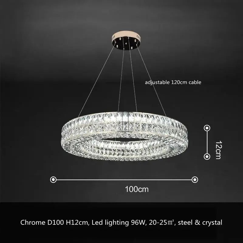 Luxury gold crystal led pendant light for dining room
