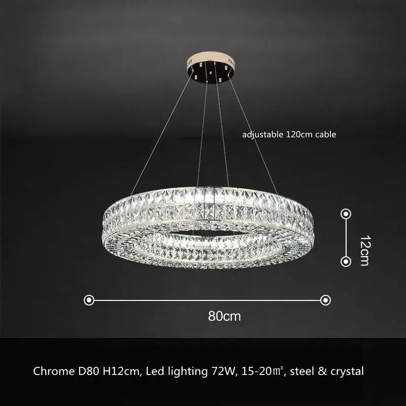 Luxury gold crystal led pendant light for dining room