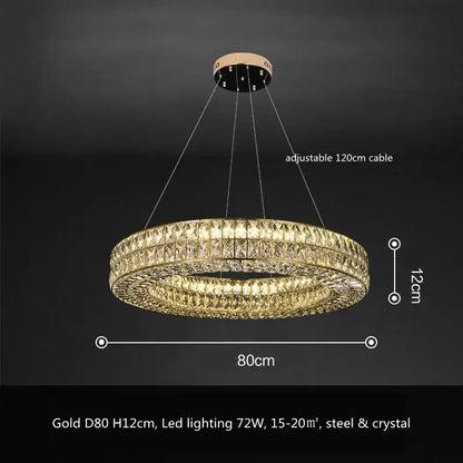Luxury gold crystal led pendant light for dining room