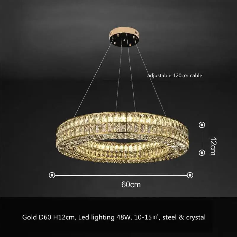 Luxury gold crystal led pendant light for dining room