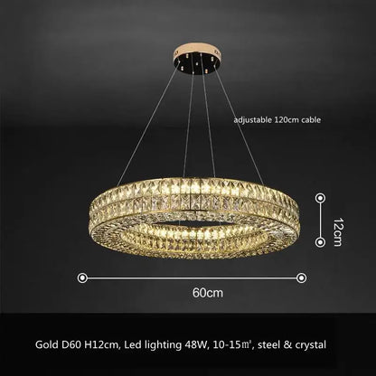 Luxury gold crystal led pendant light for dining room