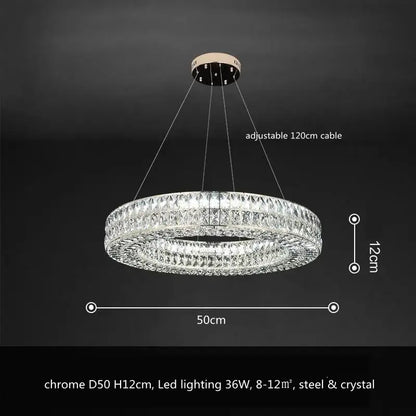 Luxury gold crystal led pendant light for dining room