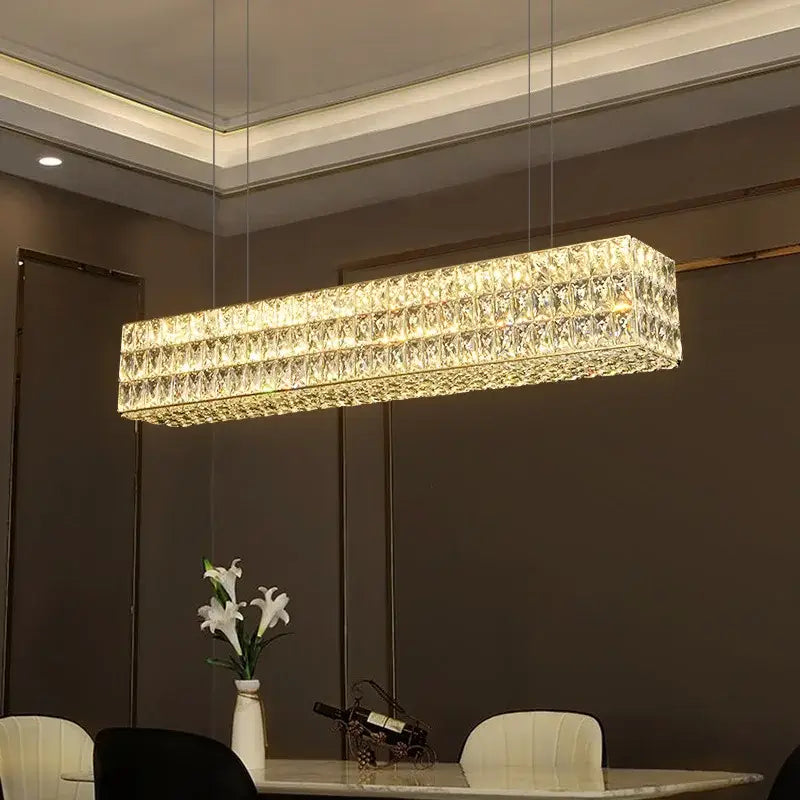 Luxury gold crystal led pendant light for dining room