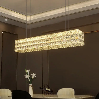 Luxury gold crystal led pendant light for dining room