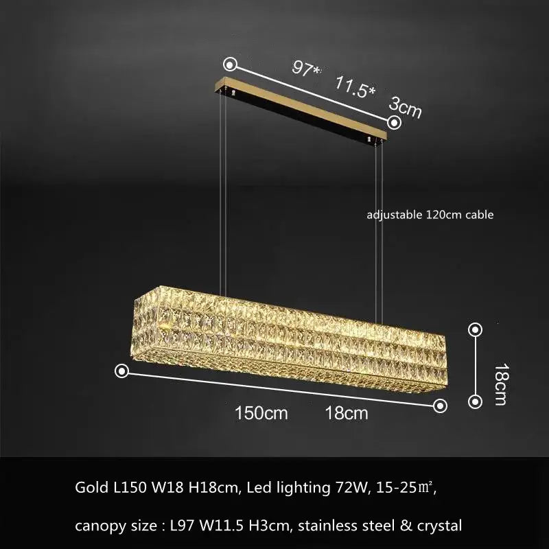 Luxury gold crystal led pendant light for dining room