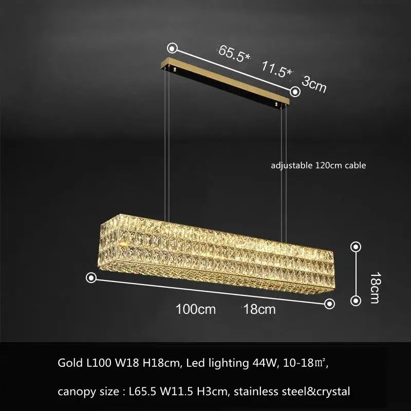 Luxury gold crystal led pendant light for dining room