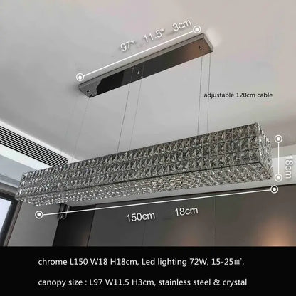 Luxury gold crystal led pendant light for dining room