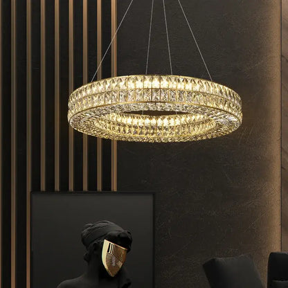 Luxury gold crystal led pendant light for dining room