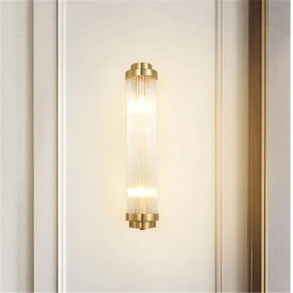 Luxury gold crystal led wall sconce bedroom glass prism light